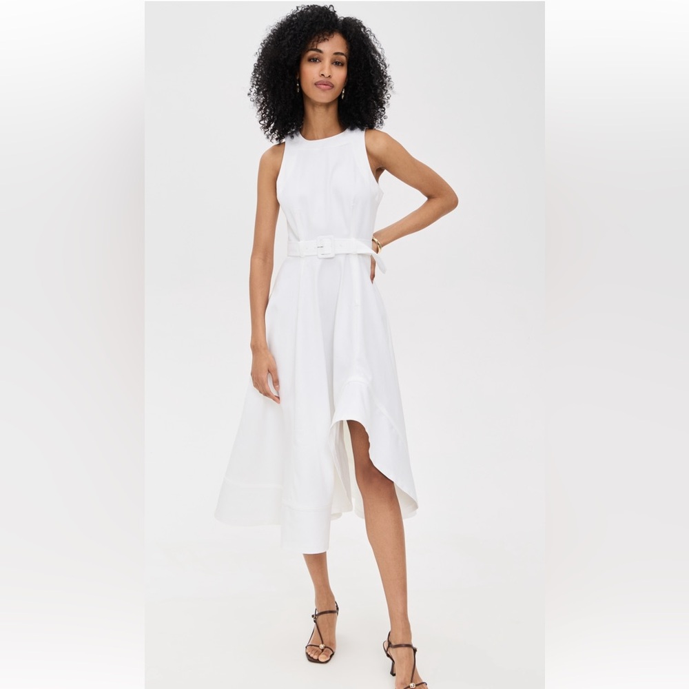 Elegant White Belted Dress
